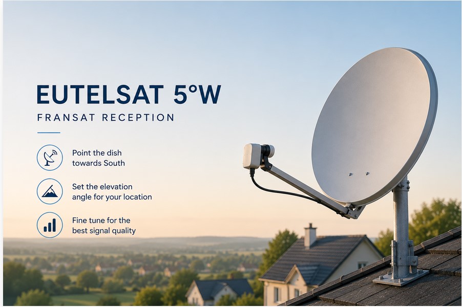 How to Align a Satellite Dish to Eutelsat 5°W in France for FRANSAT Reception